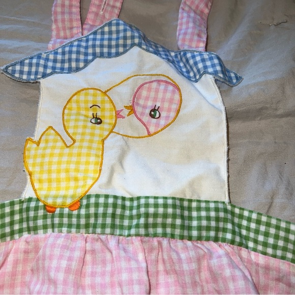Vintage Little Ones Pink Duck Gingham Bubble Size 18 Months Romper - Picture 4 of 10